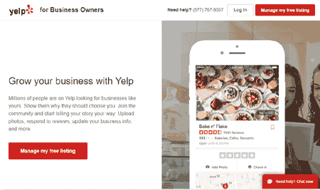 Yelp profile setup page