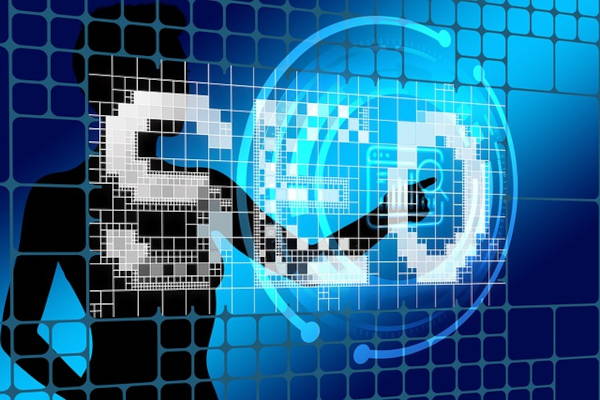 Computer screen showing a person touching the letters SEO